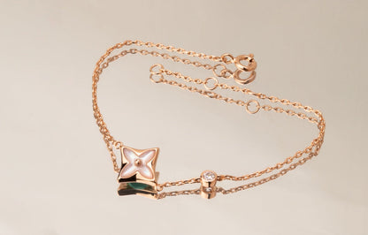[LUXORA]STAR PINK MOP 1 DIAMOND PINK GOLD NECKLACE