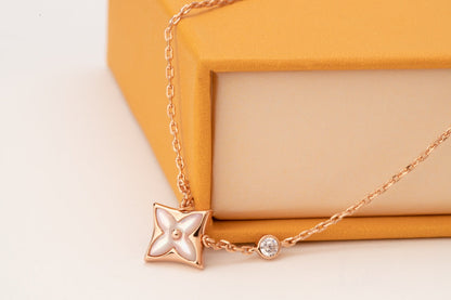 [LUXORA]STAR PINK MOP 1 DIAMOND PINK GOLD NECKLACE