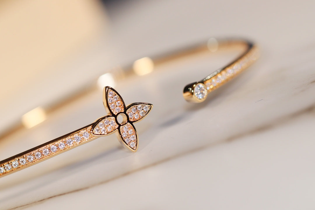 [LUXORA]IDYLLE GOLD OPEN BRACELET DIAMOND PAVED