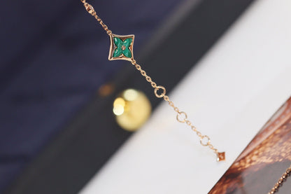 [LUXORA]STAR AND SUN 4 MOTIF PINK GOLD MALACHITE BRACELET