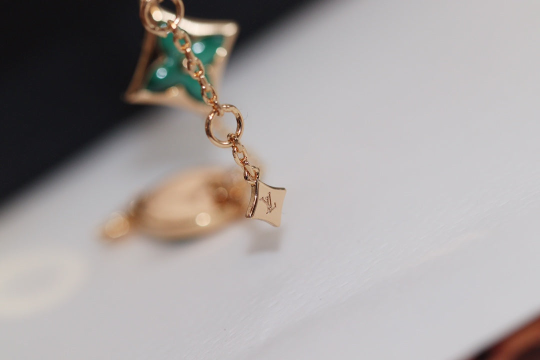 [LUXORA]STAR AND SUN 4 MOTIF PINK GOLD MALACHITE BRACELET
