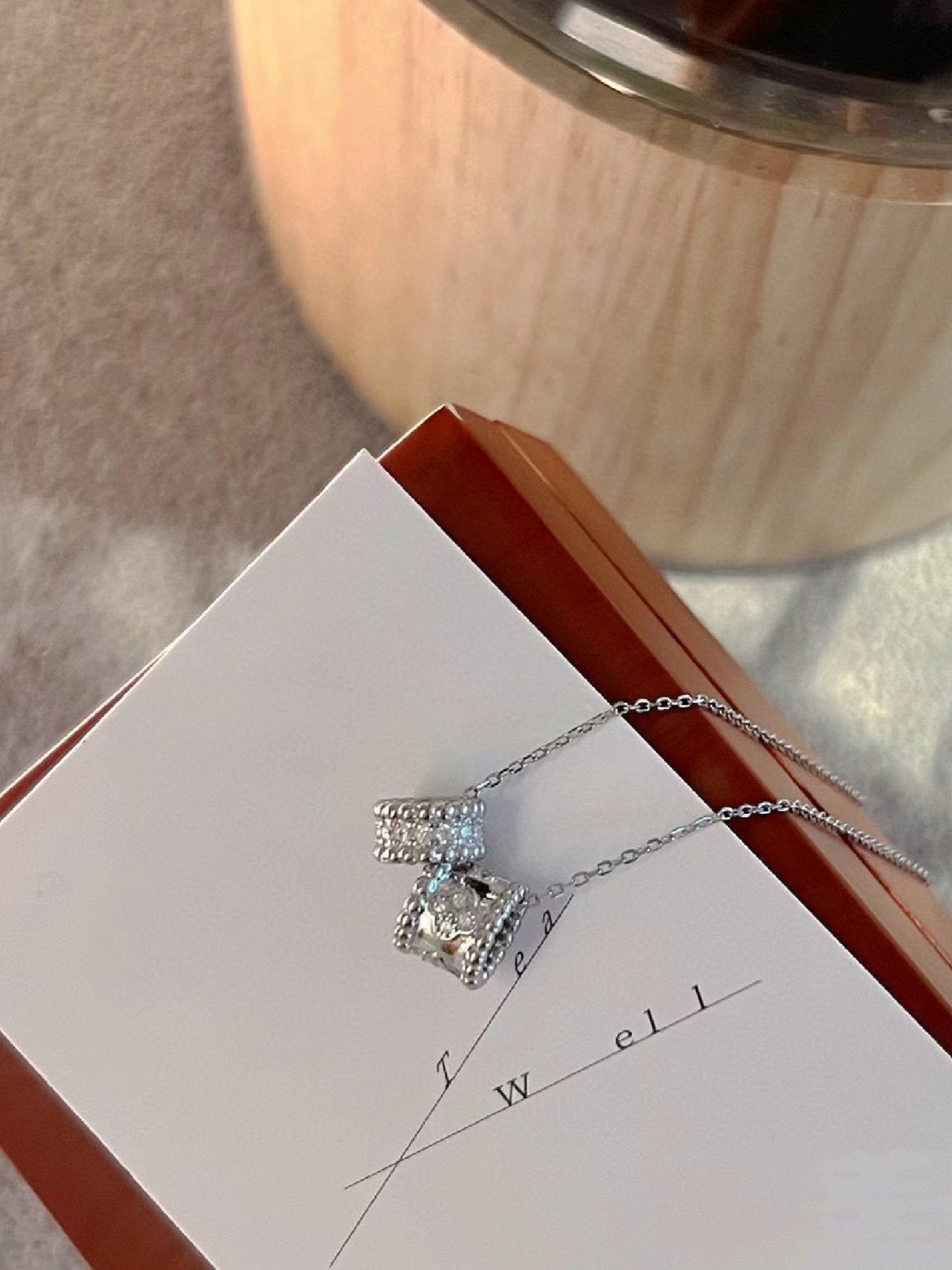 [LUXORA]PERLEE DOUBLE PENDANT SILVER DIAMOND NECKLACE