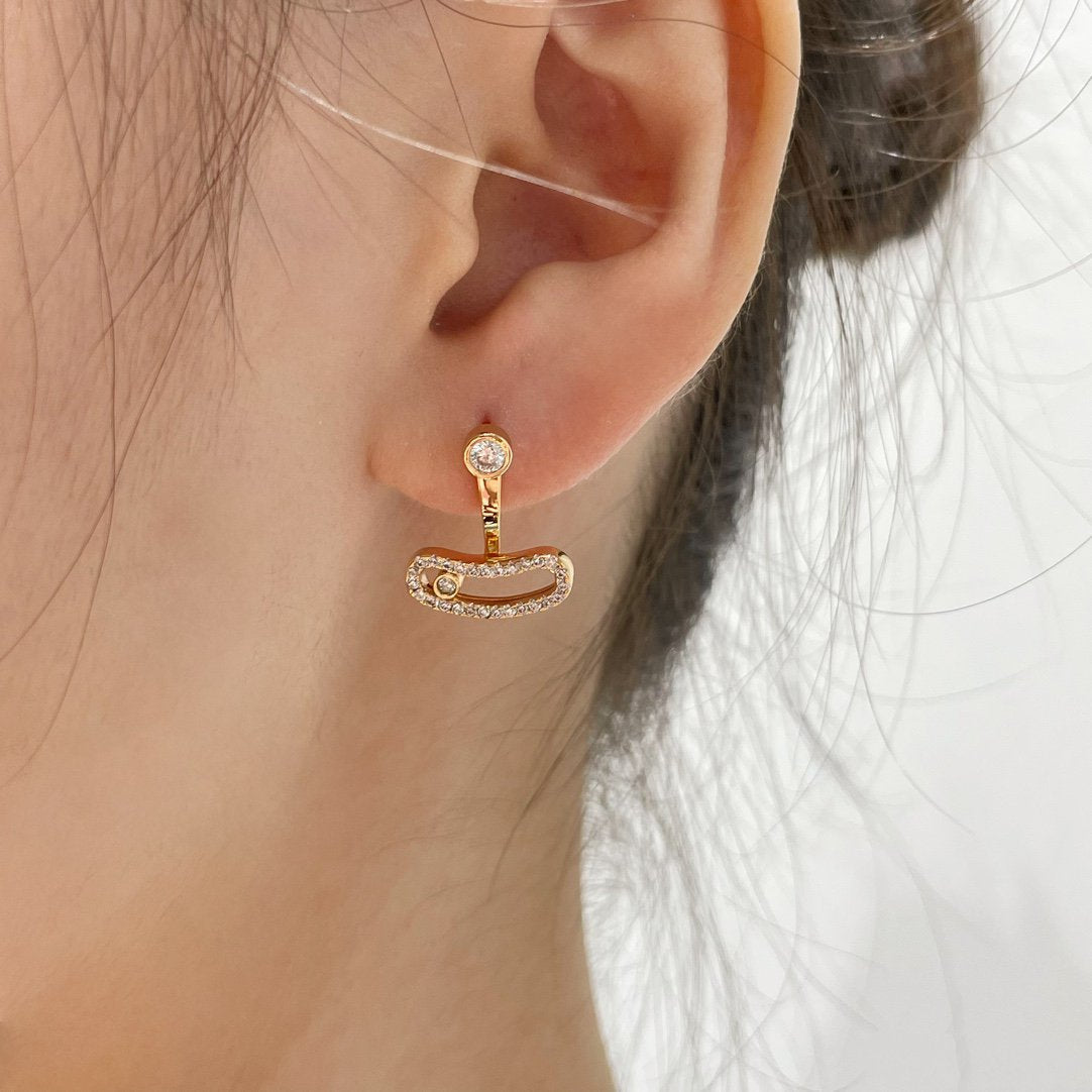 [LUXORA]MOVE UNO PINK GOLD DIAMOND EARRINGS
