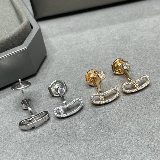 [LUXORA]MOVE UNO PINK GOLD DIAMOND EARRINGS