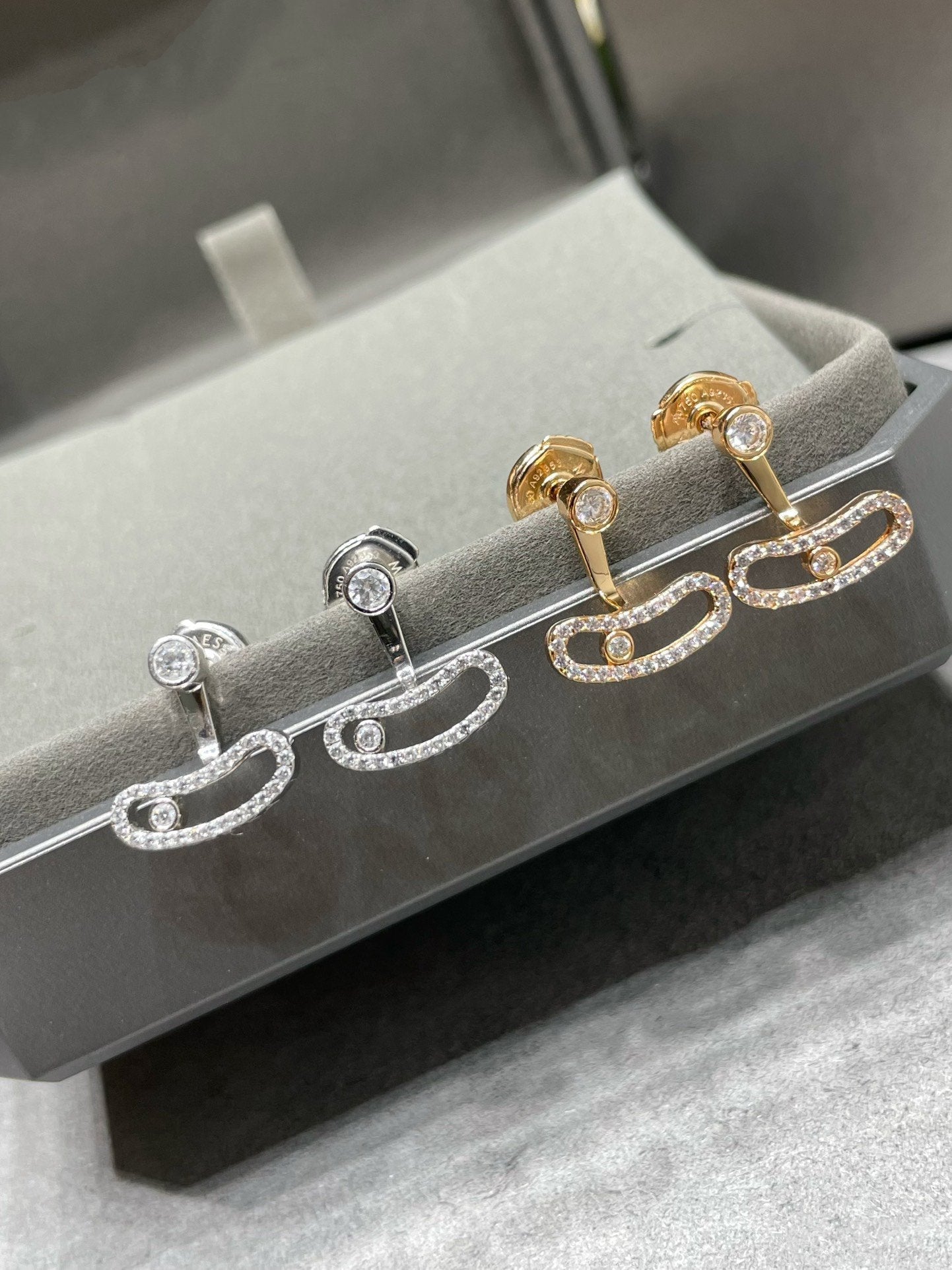 [LUXORA]MOVE UNO PINK GOLD DIAMOND EARRINGS