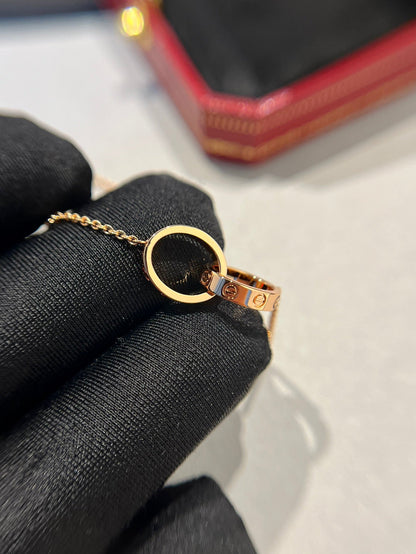 [LUXORA]LOVE NECKLACE DOUBLE RING PINK GOLD