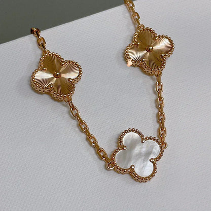 [LUXORA]CLOVER WHITE PEARL MOP 5 MOTIF BRACELET COLLECTION