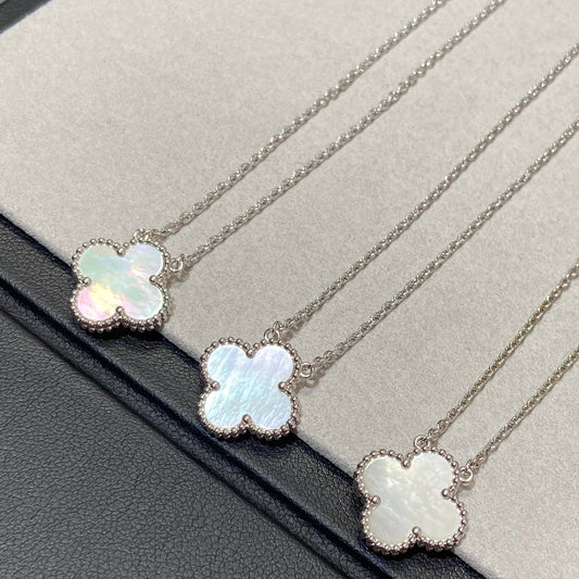 [LUXORA]CLOVER MEDIUM SILVER WHITE MOP NECKLACE