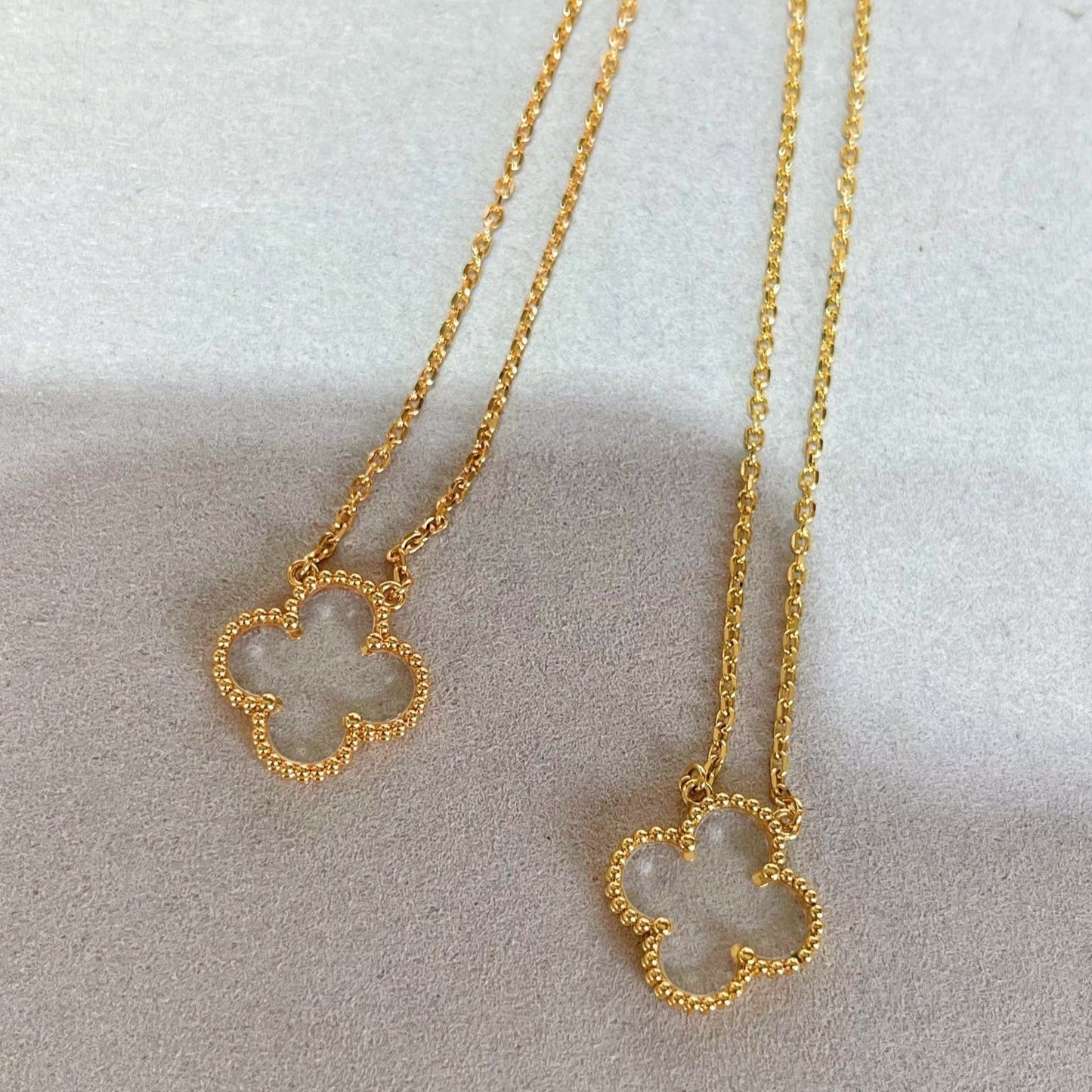 [LUXORA]CLOVER ROCK CRYSTAL ROSE GOLD NECKLACE