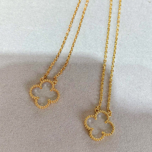[LUXORA]CLOVER ROCK CRYSTAL ROSE GOLD NECKLACE