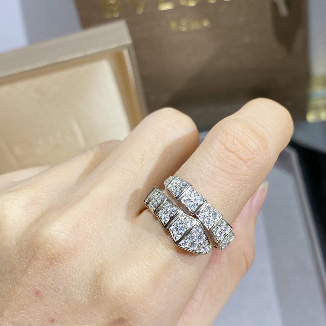 [LUXORA]SERPENTI RING SILVER DIAMOND PAVED