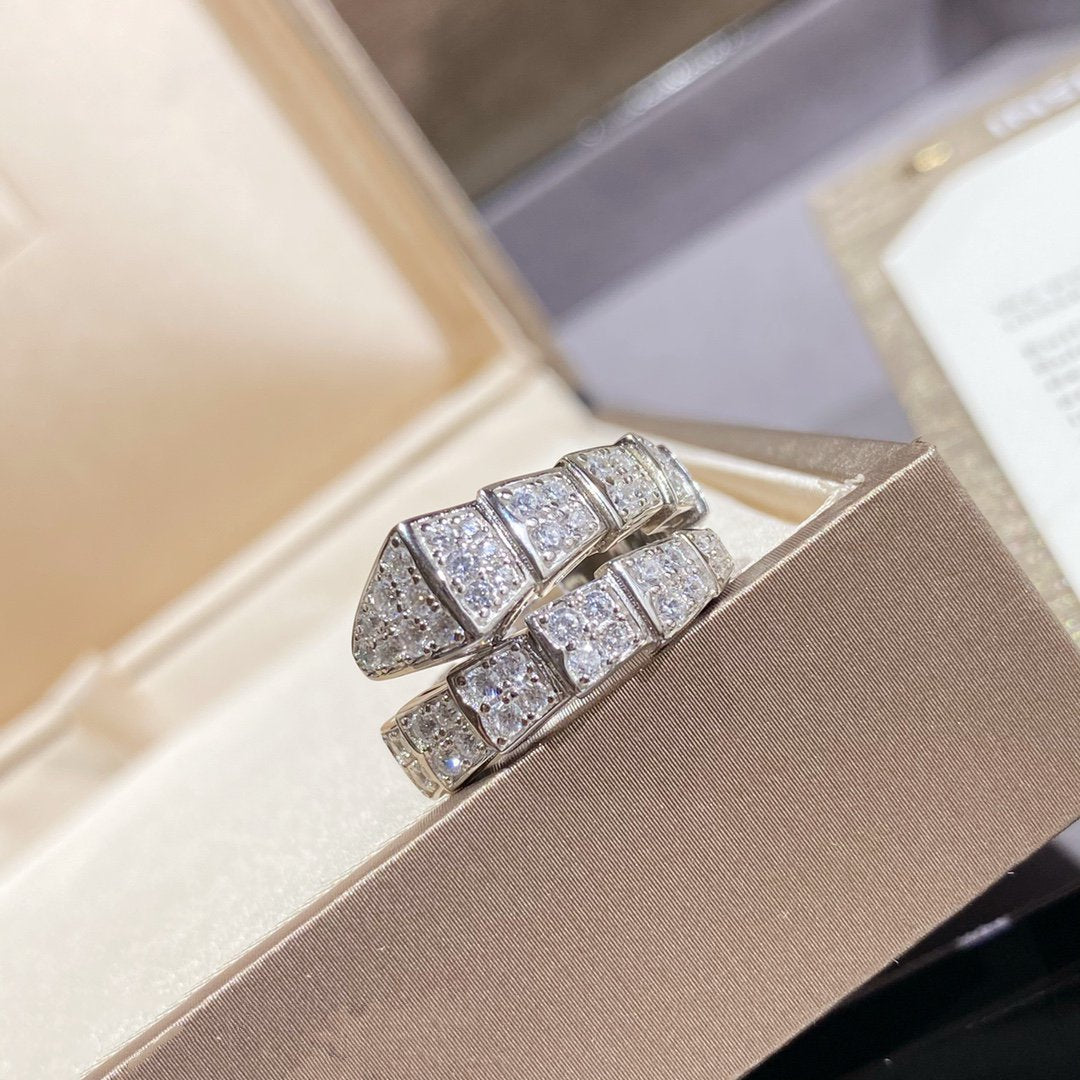 [LUXORA]SERPENTI RING SILVER DIAMOND PAVED