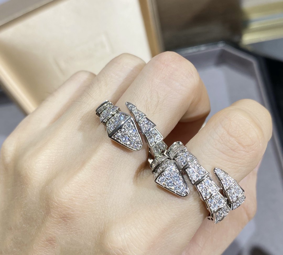 [LUXORA]SERPENTI LARGE RING SILVER DIAMOND PAVED