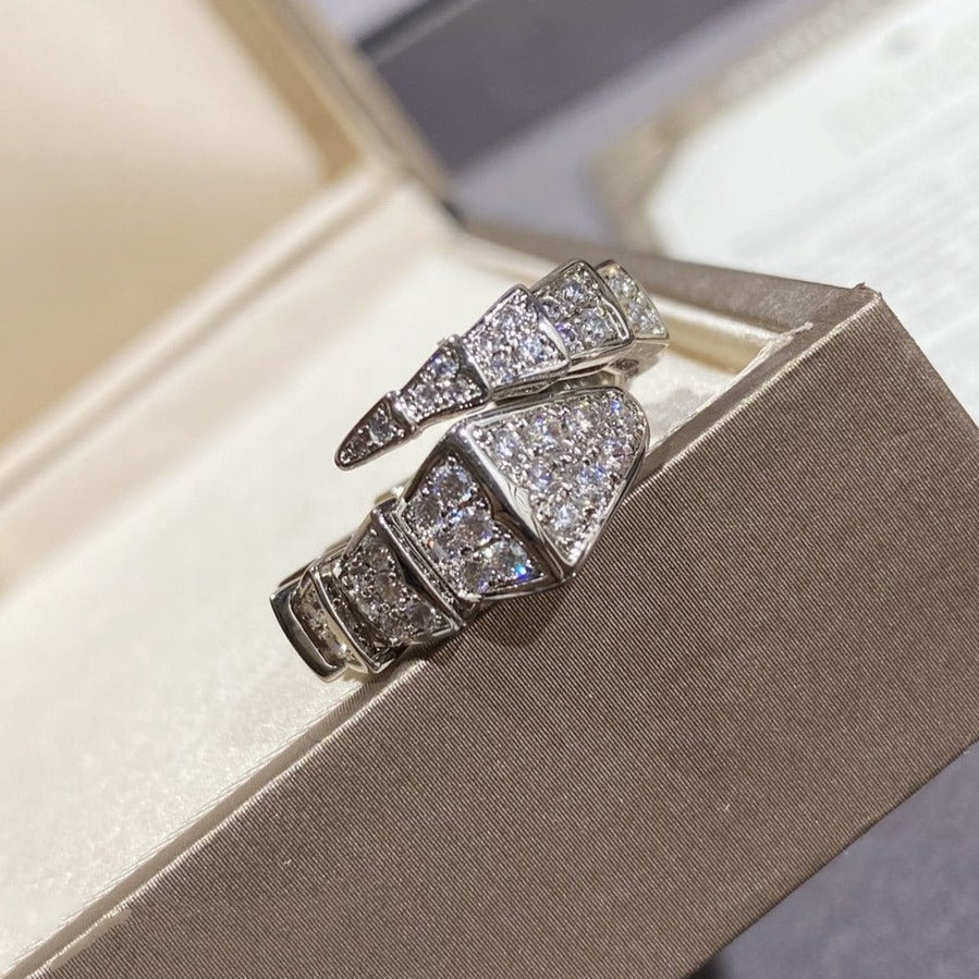 [LUXORA]SERPENTI LARGE RING SILVER DIAMOND PAVED