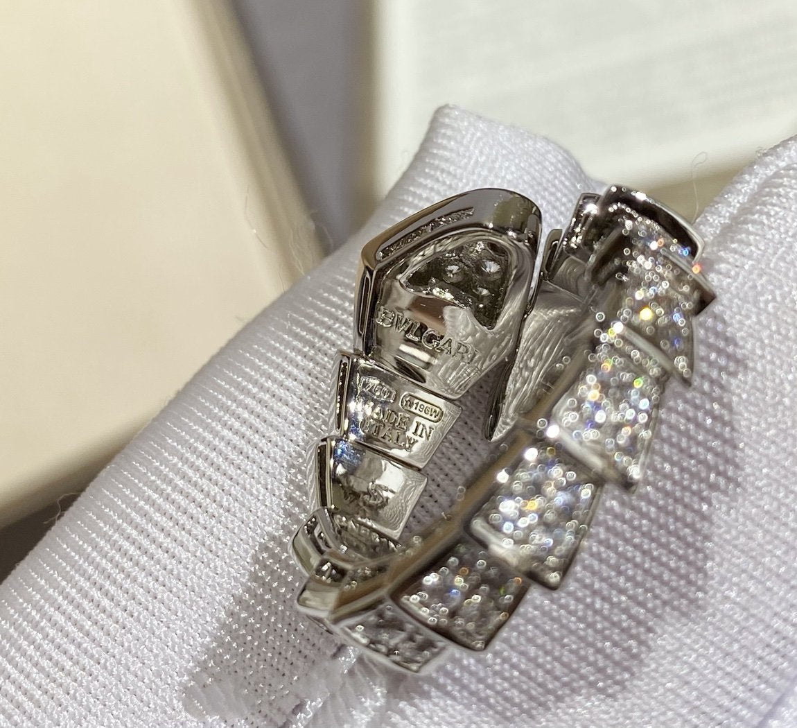 [LUXORA]SERPENTI LARGE RING SILVER DIAMOND PAVED