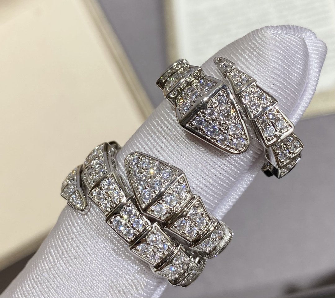 [LUXORA]SERPENTI LARGE RING SILVER DIAMOND PAVED