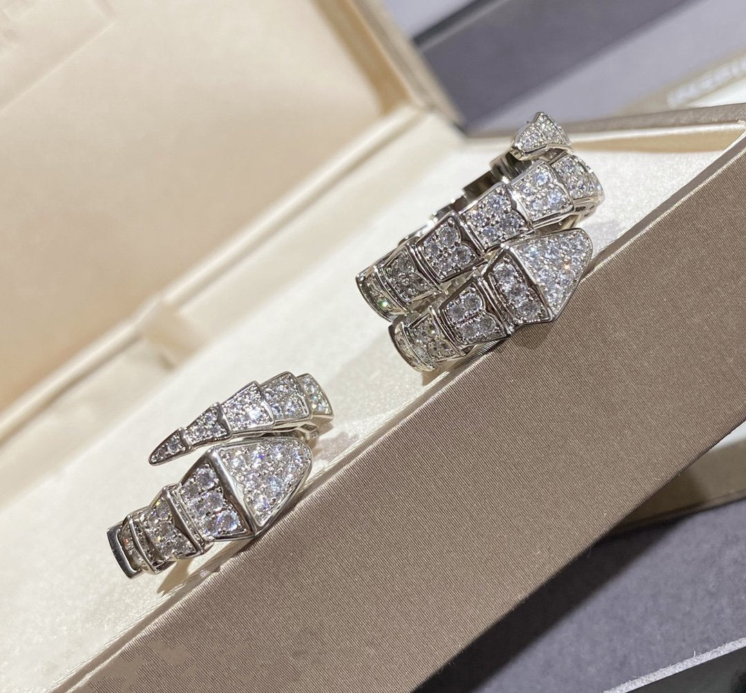 [LUXORA]SERPENTI LARGE RING SILVER DIAMOND PAVED