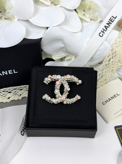 [LUXORA]26C Pink-White Enamel Ice Cream Cone Double C Brooch