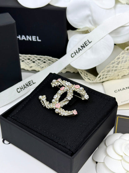 [LUXORA]26C Pink-White Enamel Ice Cream Cone Double C Brooch