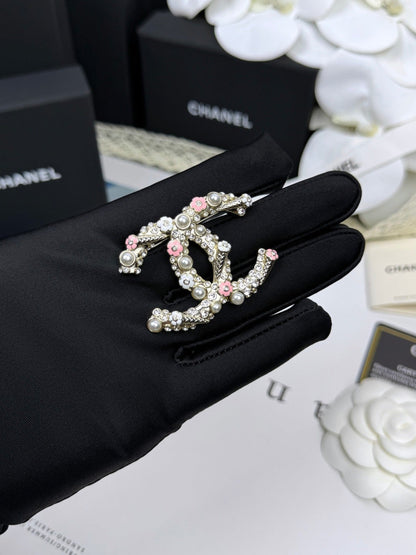[LUXORA]26C Pink-White Enamel Ice Cream Cone Double C Brooch