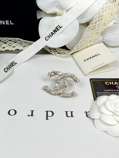 [LUXORA]26C Pink-White Enamel Ice Cream Cone Double C Brooch