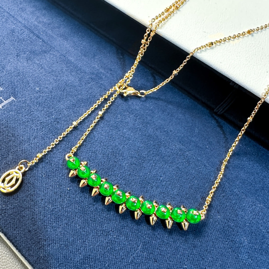 [LUXORA]New Arrival: Green Bead Rivet Necklace