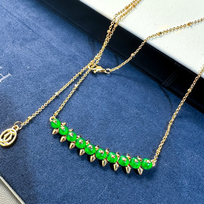 [LUXORA]New Arrival: Green Bead Rivet Necklace
