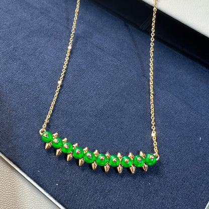 [LUXORA]New Arrival: Green Bead Rivet Necklace