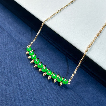 [LUXORA]New Arrival: Green Bead Rivet Necklace