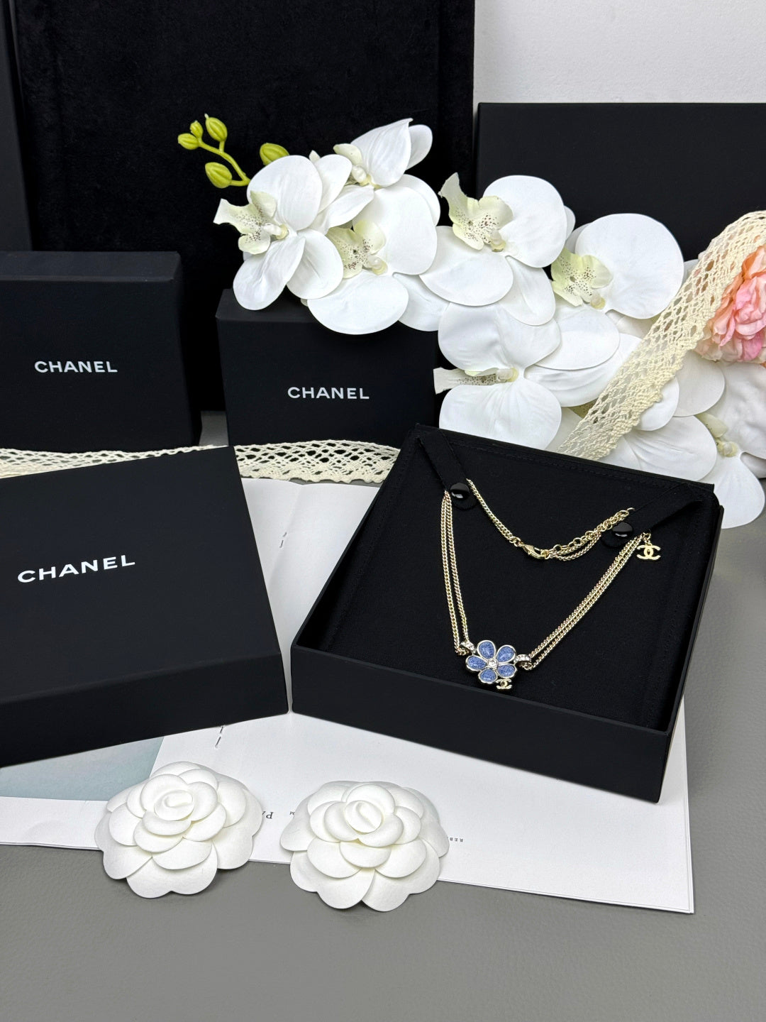 [LUXORA]New Blue Floral Double-Layer Necklace