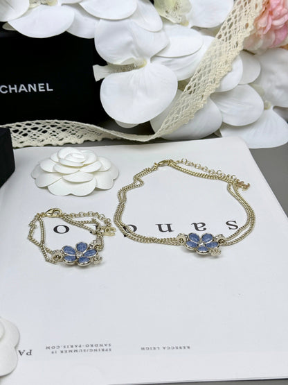 [LUXORA]New Blue Floral Double-Layer Necklace