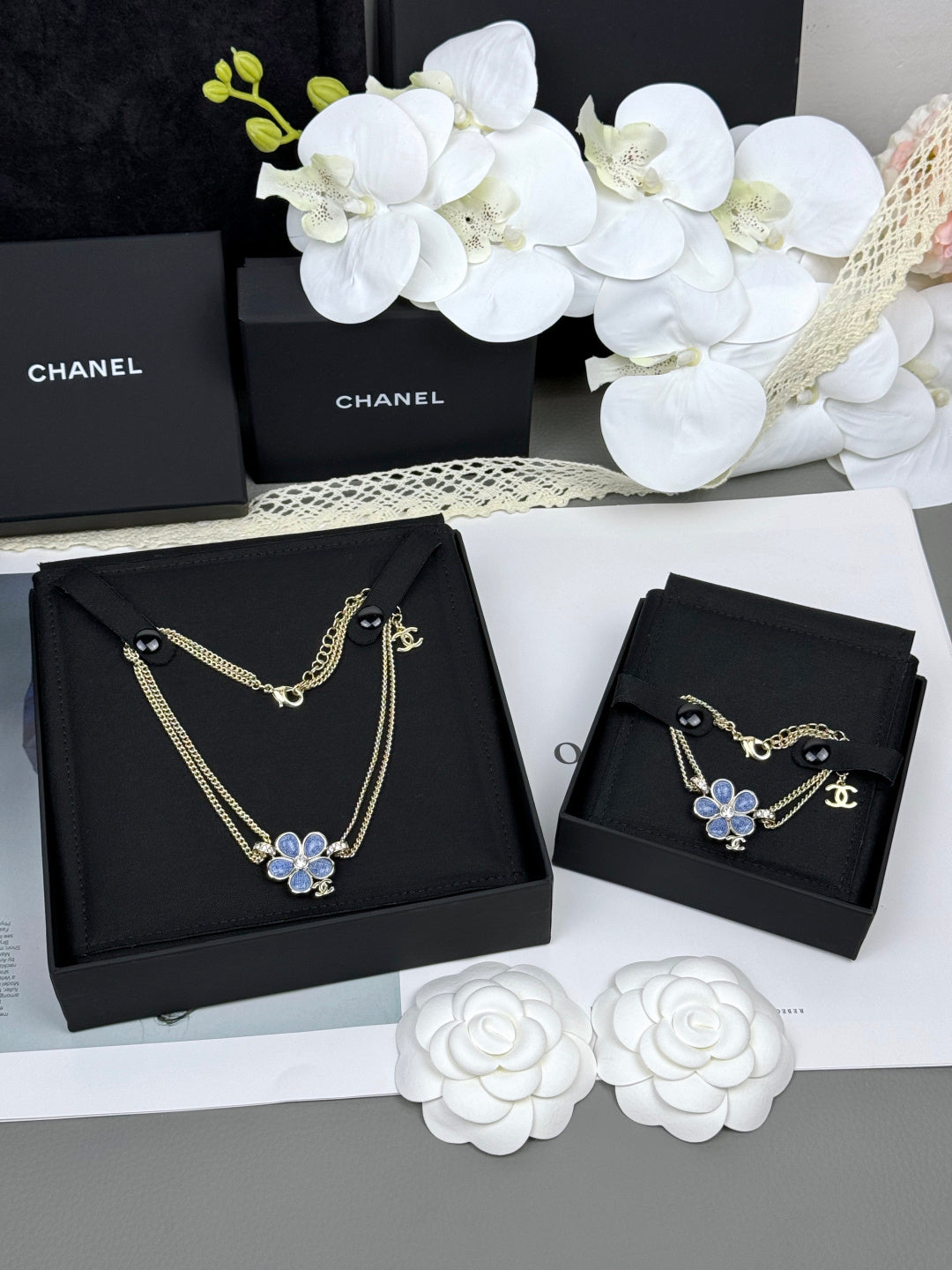 [LUXORA]VOLTE New Blue Floral Double-Layer Bracelet