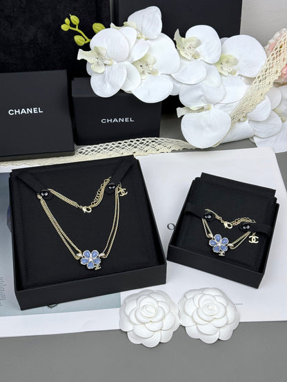 [LUXORA]VOLTE New Blue Floral Double-Layer Bracelet
