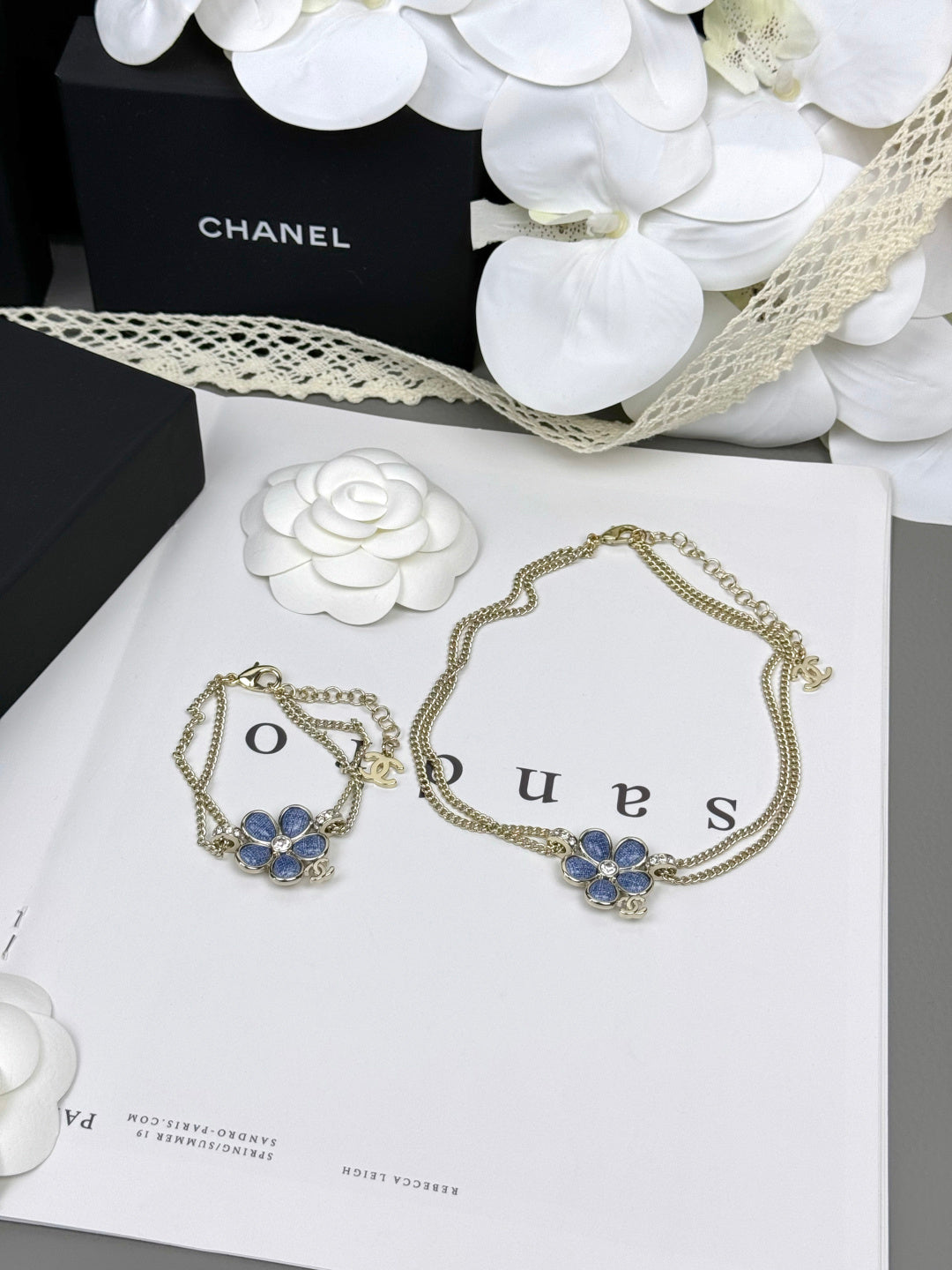 [LUXORA]VOLTE New Blue Floral Double-Layer Bracelet