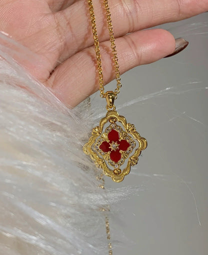 [LUXORA] B.C.L ENAMEL ROTATING SINGLE-DIAMOND NECKLACE（Various colors）