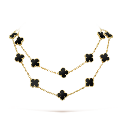 [LUXORA]CLOVER 20 MOTIFS ONYX NECKLACE
