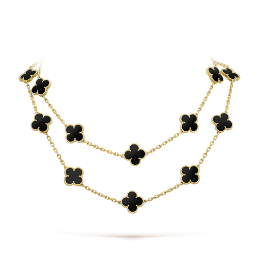 [LUXORA]CLOVER 20 MOTIFS ONYX NECKLACE