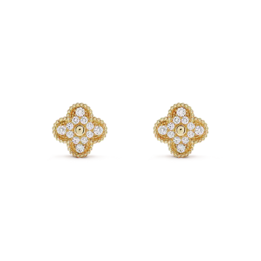 [LUXORA]CLOVER MEDIUM 1 MOTIFS FUll DIAMOND EARRINGS