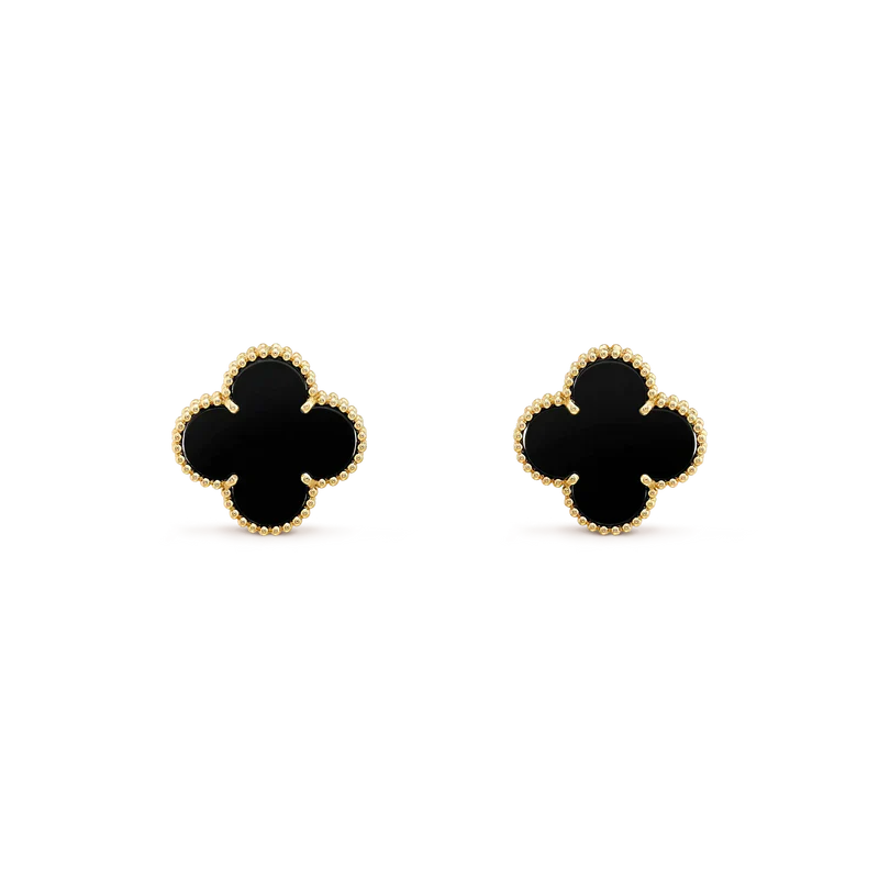 [LUXORA]CLOVER MEDIUM 1 MOTIFS  ONYX STUD EARRINGS