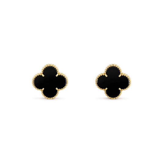 [LUXORA]CLOVER MEDIUM 1 MOTIFS  ONYX STUD EARRINGS