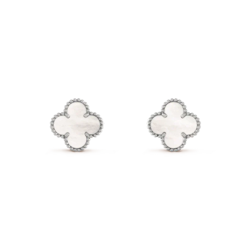 [LUXORA]CLOVER MEDIUM 1 MOTIFS  WHITE MOP EARRINGS SILVER