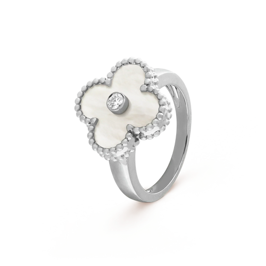 [LUXORA]CLOVER SILVER MOP DIAMOND RING