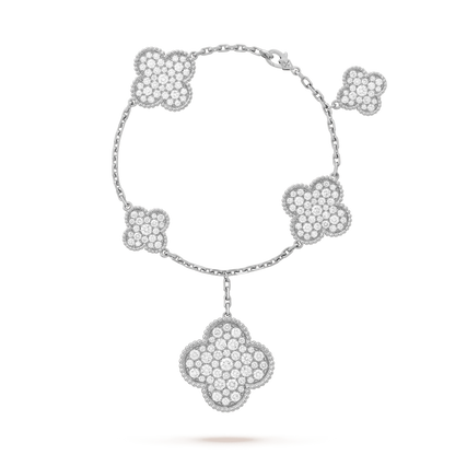 [LUXORA]CLOVER 6 MOTIFS SILVER DIAMOND BRACELET