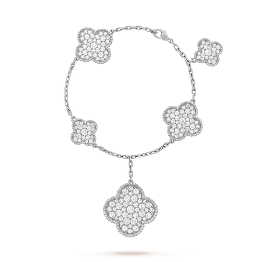 [LUXORA]CLOVER 6 MOTIFS SILVER DIAMOND BRACELET
