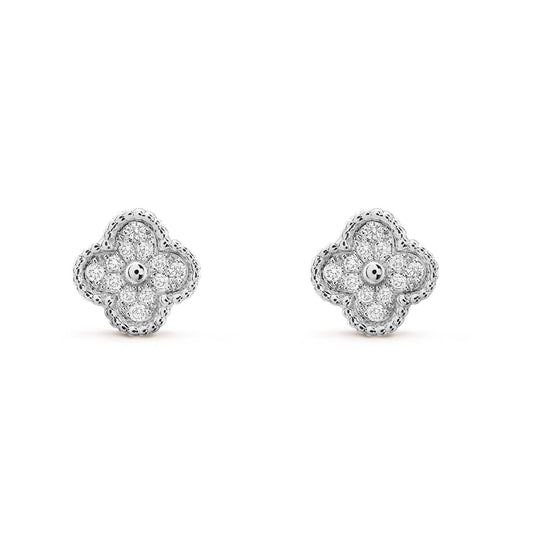 [LUXORA]CLOVER MINI DIAMOND STUD EARRINGS