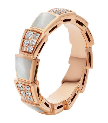 [LUXORA]SERPENTI RING PINK GOLD MOP DIAMOND PAVED 4MM