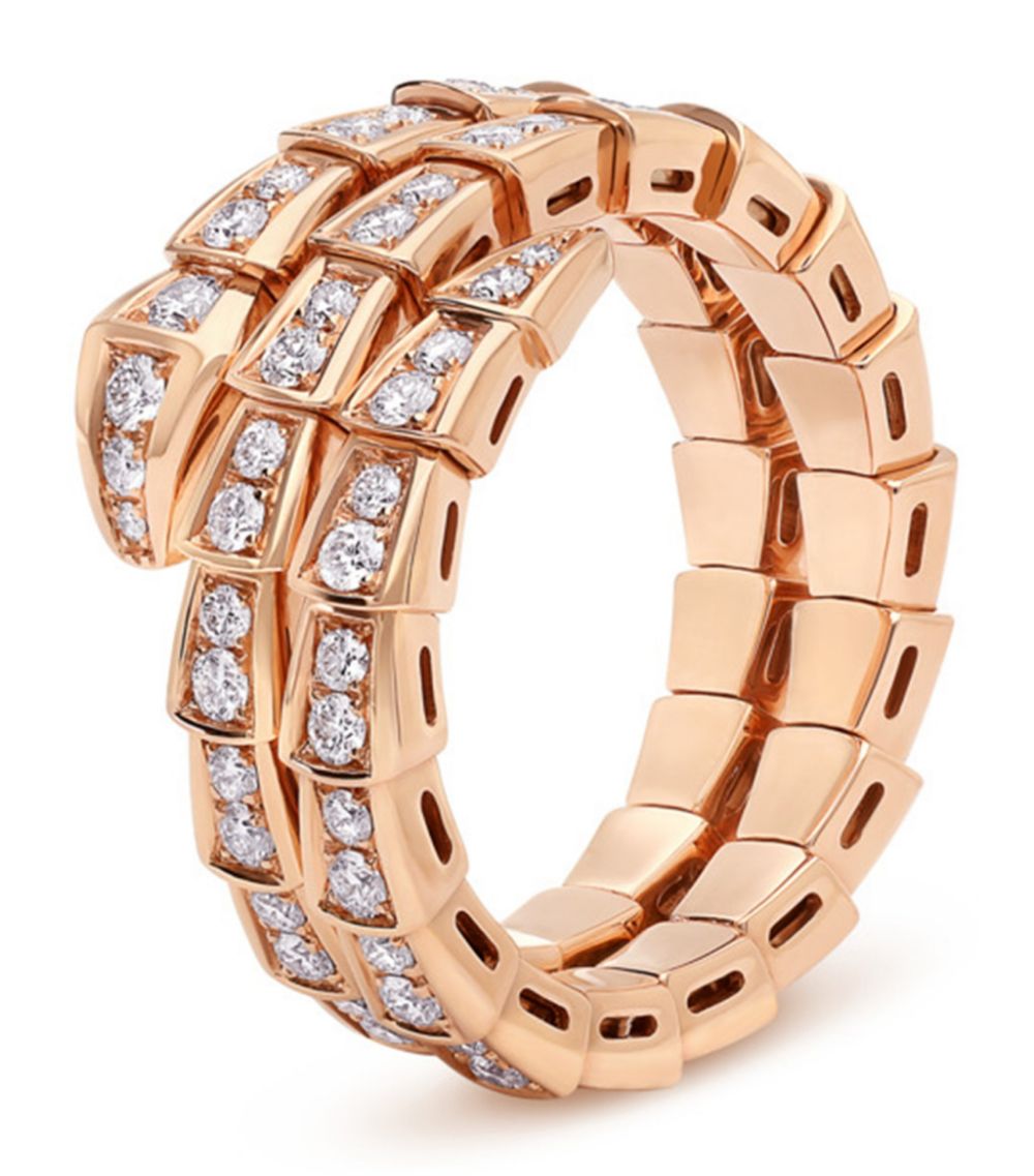 [LUXORA]SERPENTI RING PINK GOLD DIAMOND DOUBLE ROW