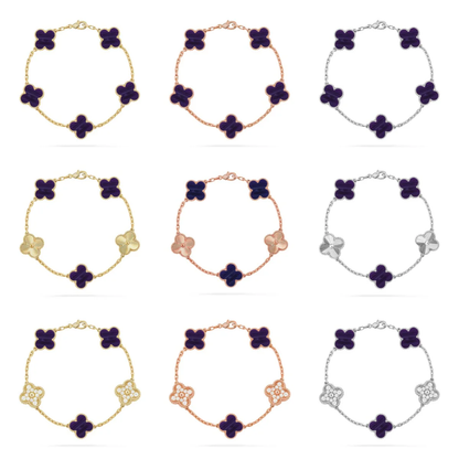 [LUXORA]CLOVER 5 MOTIF PURPLE STRIPES BRACELET COLLECTION