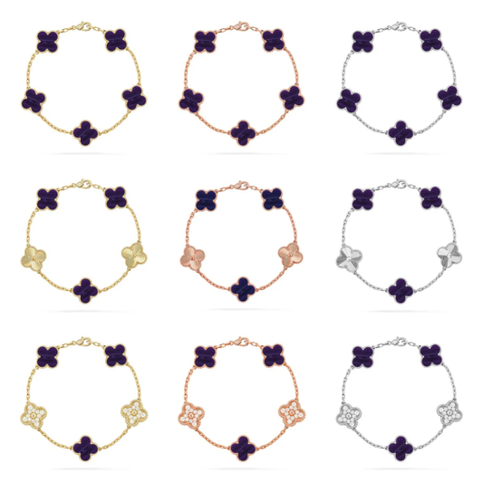 [LUXORA]CLOVER 5 MOTIF PURPLE STRIPES BRACELET COLLECTION