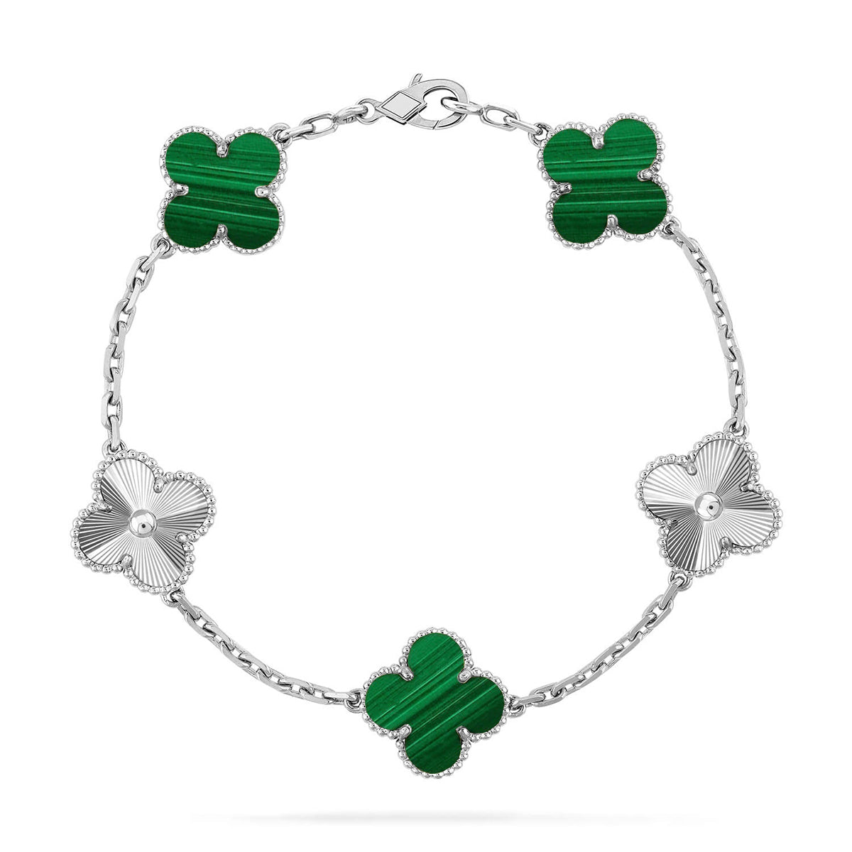[LUXORA] CLOVER 5 MOTIF MALACHITE BRACELET COLLECTION